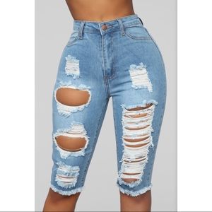 Fashion Nova distressed jean shorts